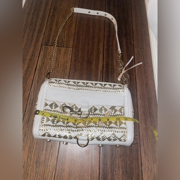 Rare✨White & Gold✨ Rebecca minkoff woven leather bag metallic bag crossbody - Picture 4 of 14